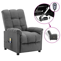 vidaXL Elektrisk massagefåtölj ljusgrå tyg