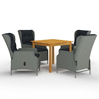 vidaXL Matgrupp för trädgården 5 delar ljusgrå