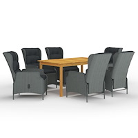 vidaXL Matgrupp för trädgården 7 delar ljusgrå