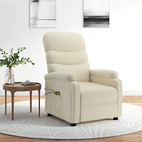 vidaXL Elektrisk massagefåtölj gräddvit konstläder