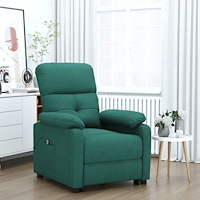 vidaXL Elektrisk reclinerfåtölj mörkgrön tyg