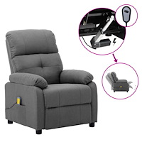 vidaXL Elektrisk massagefåtölj ljusgrå tyg