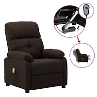 vidaXL Elektrisk massagefåtölj mörkbrun tyg