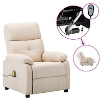 vidaXL Elektrisk massagefåtölj gräddvit tyg