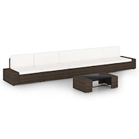 vidaXL Loungegrupp för trädgården 6 delar konstrotting brun