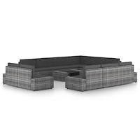 vidaXL Loungegrupp för trädgården 12 delar grå konstrotting