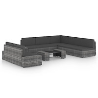 vidaXL Loungegrupp för trädgården 8 delar grå konstrotting