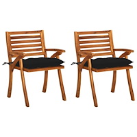 vidaXL Trädgårdsstolar med dynor 2 st massivt akaciaträ