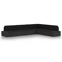 vidaXL Loungegrupp med dynor 6 delar konstrotting svart