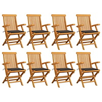 vidaXL Trädgårdsstolar med taupe dynor 8 st massiv teak