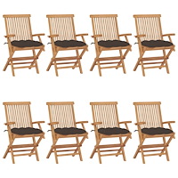 vidaXL Trädgårdsstolar med taupe dynor 8 st massiv teak