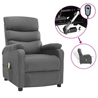 vidaXL Elektrisk massagefåtölj ljusgrå tyg