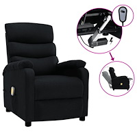 vidaXL Elektrisk massagefåtölj svart tyg