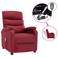 vidaXL Elektrisk massagefåtölj vinröd tyg