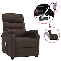 vidaXL Elektrisk massagefåtölj brun tyg