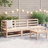 vidaXL Loungegrupp 3 delar massiv furu