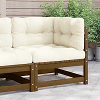 vidaXL Hörnsoffa med gräddvita dynor massiv furu