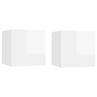 vidaXL Sängbord 2 st vit högglans 30,5x30x30 cm Konstruerat trä