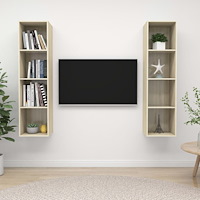 vidaXL Väggmonterade tv-skåp 2 st sonoma-ek konstruerat trä