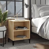 vidaXL Sängbord med metallben sonoma-ek 40x30x50 cm