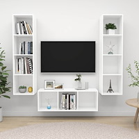 vidaXL Tv-skåp 3 delar vit konstruerat trä