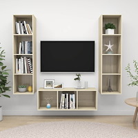 vidaXL TV-skåp 3 delar sonoma-ek konstruerat trä