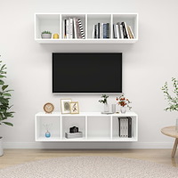 vidaXL Väggmonterade tv-skåp 2 st vit konstruerat trä