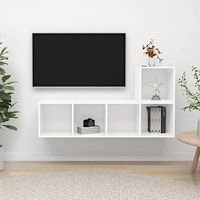 vidaXL Tv-skåp 2 delar vit konstruerat trä