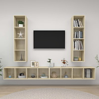 vidaXL Väggmonterade tv-skåp 4 st sonoma-ek konstruerat trä