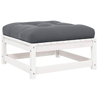 vidaXL Fotpall med dyna för trädgården vit massiv furu