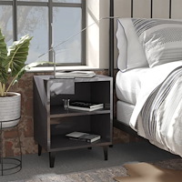 vidaXL Sängbord med metallben 2 st grå högglans 40x30x50 cm