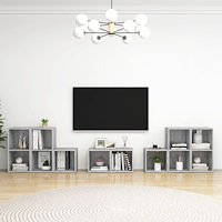 vidaXL TV-skåp 8 delar betonggrå konstruerat trä