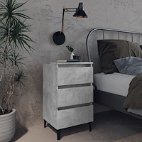vidaXL Sängbord med metallben betonggrå 40x35x69 cm
