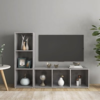 vidaXL TV-skåp 2 delar betonggrå 107x35x37 cm konstruerat trä