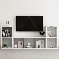 vidaXL Tv-skåp 3 delar vit konstruerat trä