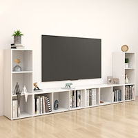 vidaXL Tv-skåp 4 delar vit 107x35x37 cm konstruerat trä