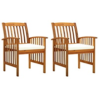 vidaXL Trädgårdsstolar med dynor 2 st massivt akaciaträ