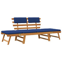 vidaXL Trädgårdsbänk med dynor 2-i-1 190 cm massivt akaciaträ