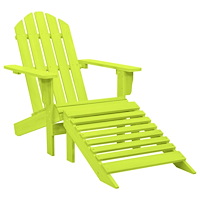 vidaXL Adirondackstol med fotpall massivt granträ grön