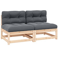 vidaXL Mittensoffor 2 st med dynor massiv furu