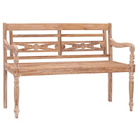 vidaXL Bataviabänk 120 cm vitkalkad finish massiv teak