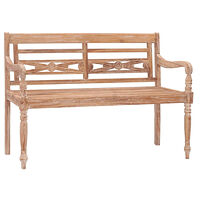 vidaXL Bataviabänk 120 cm vitkalkad finish massiv teak