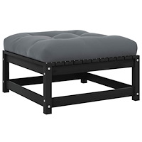 vidaXL Fotpall med dyna för trädgården svart massiv furu