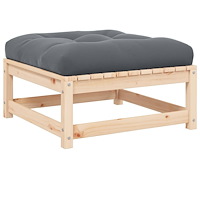 vidaXL Fotpall med dyna för trädgården massiv furu