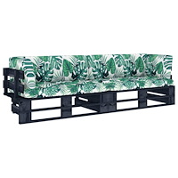 vidaXL Pallsoffa 2-sits med dynor svart impregnerad furu