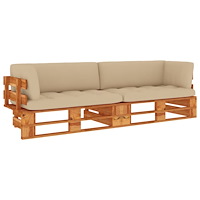 vidaXL Pallsoffa 2-sits med dynor honungsbrun impregnerad furu