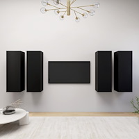 vidaXL Tv-skåp 4 delar svart 30,5x30x90 cm konstruerat trä