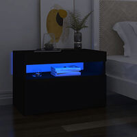 vidaXL Sängbord LED-belysning 2 st svart 60x35x40 cm konstruerat trä