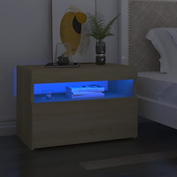 vidaXL Sängbord med LED-belysning sonoma-ek 60x35x40cm konstruerat trä