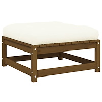 vidaXL Fotpall med dyna för trädgården honungsbrun massiv furu